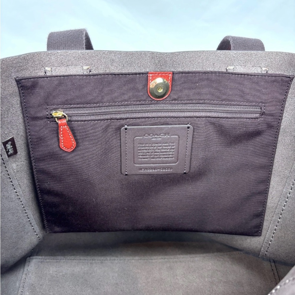 Coach Pebbled Leather Derby Tote Shoulder Bag Red - Picture 6 of 7